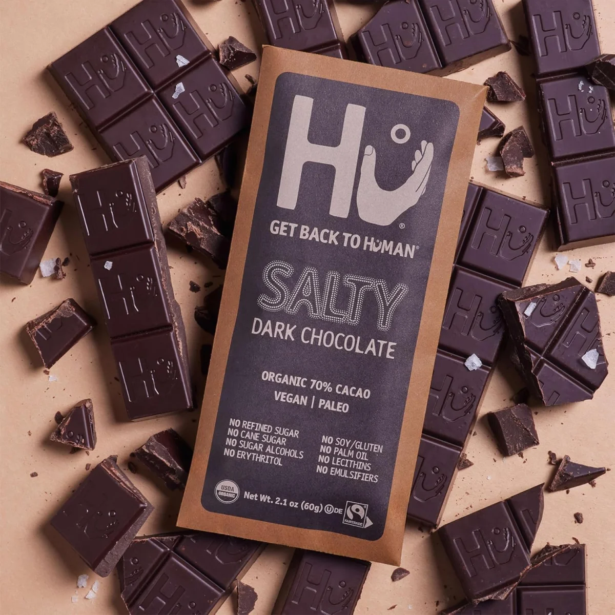 Hu Dark Chocolate Bar, Salty - 2.1 oz