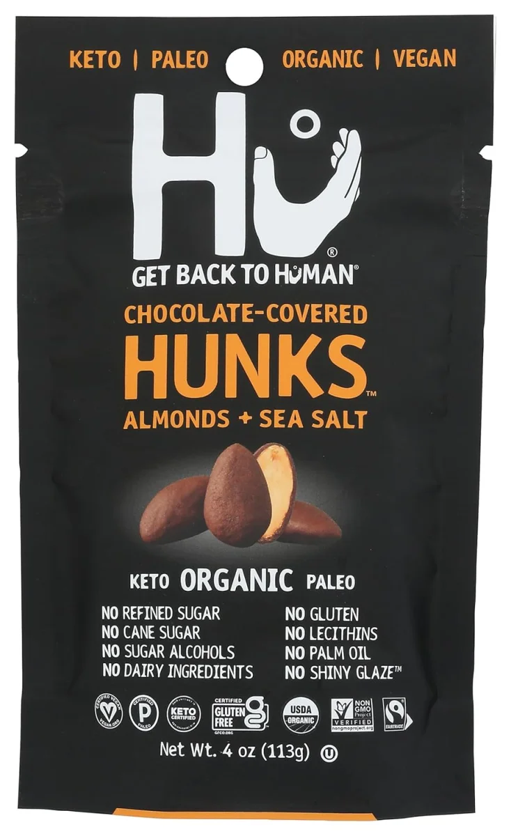 Hu Vegan Hunks, Chocolate Covered Almonds with Sea Salt