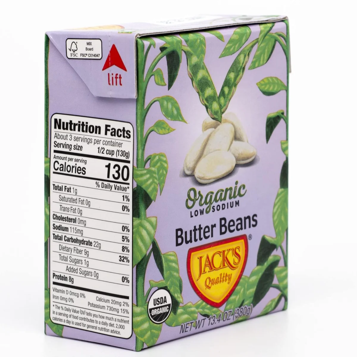 Jack's Organic White Butter Beans - 13.4 oz