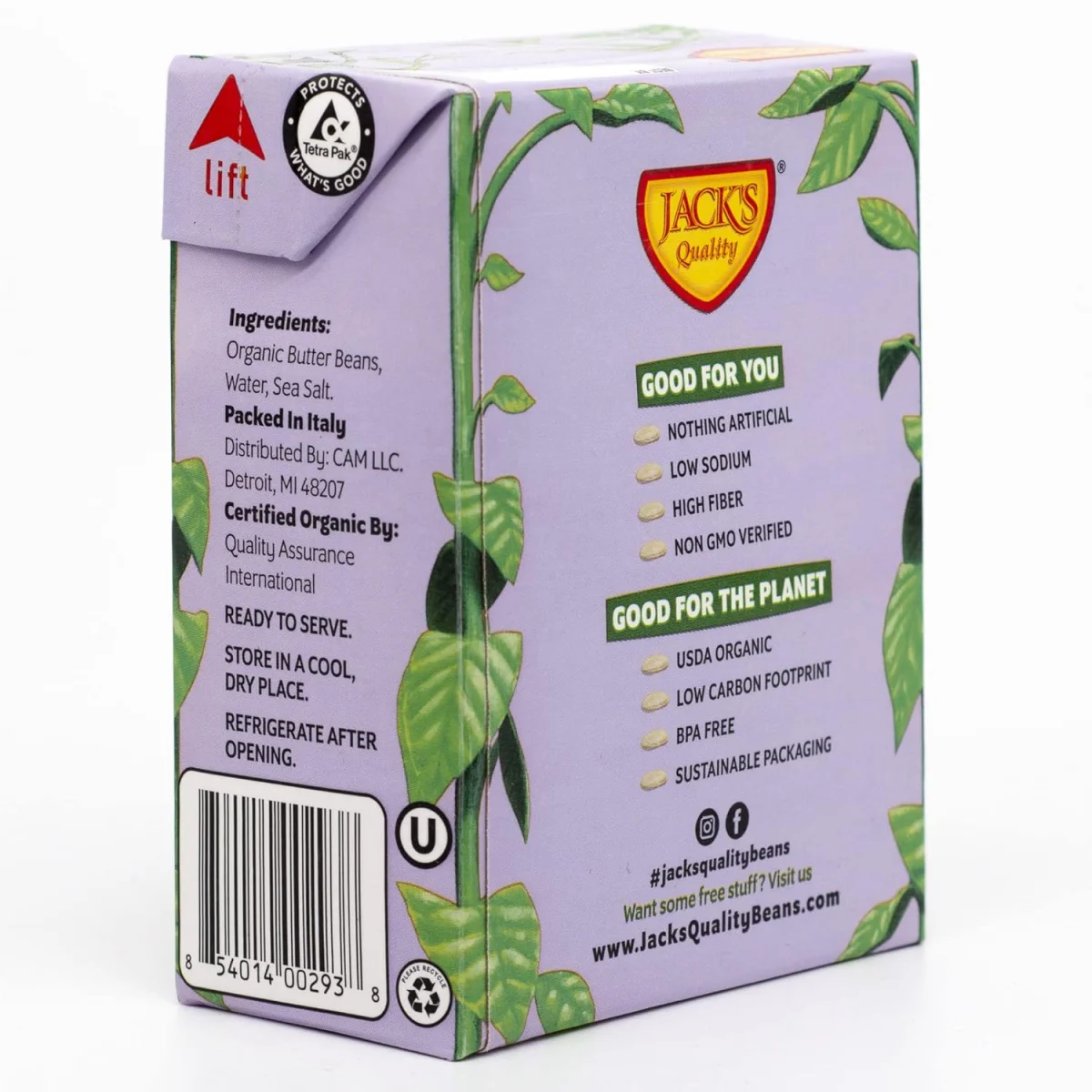 Jack's Organic White Butter Beans - 13.4 oz