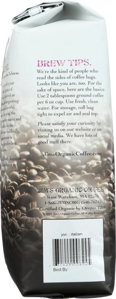 Jim's Organic Italian Roast Whole Bean Coffee - 11 oz