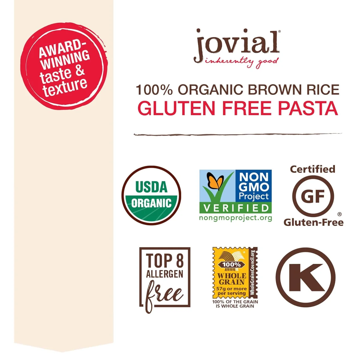 Jovial Organic Brown Rice Farfalle Pasta, Gluten Free - 12 oz