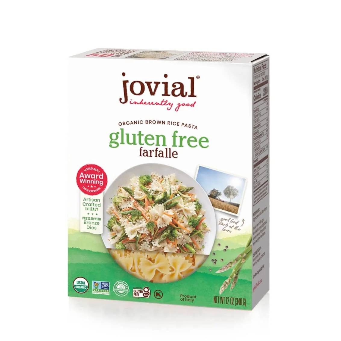 Jovial Organic Brown Rice Farfalle Pasta, Gluten Free - 12 oz