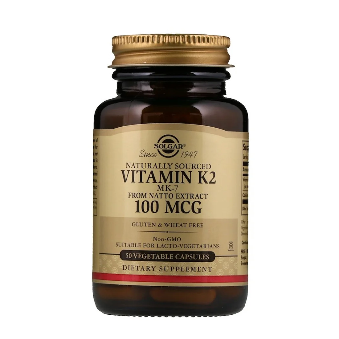 Solgar Vitamin K2 - 100 mcg - 50 Vegetable Capsules