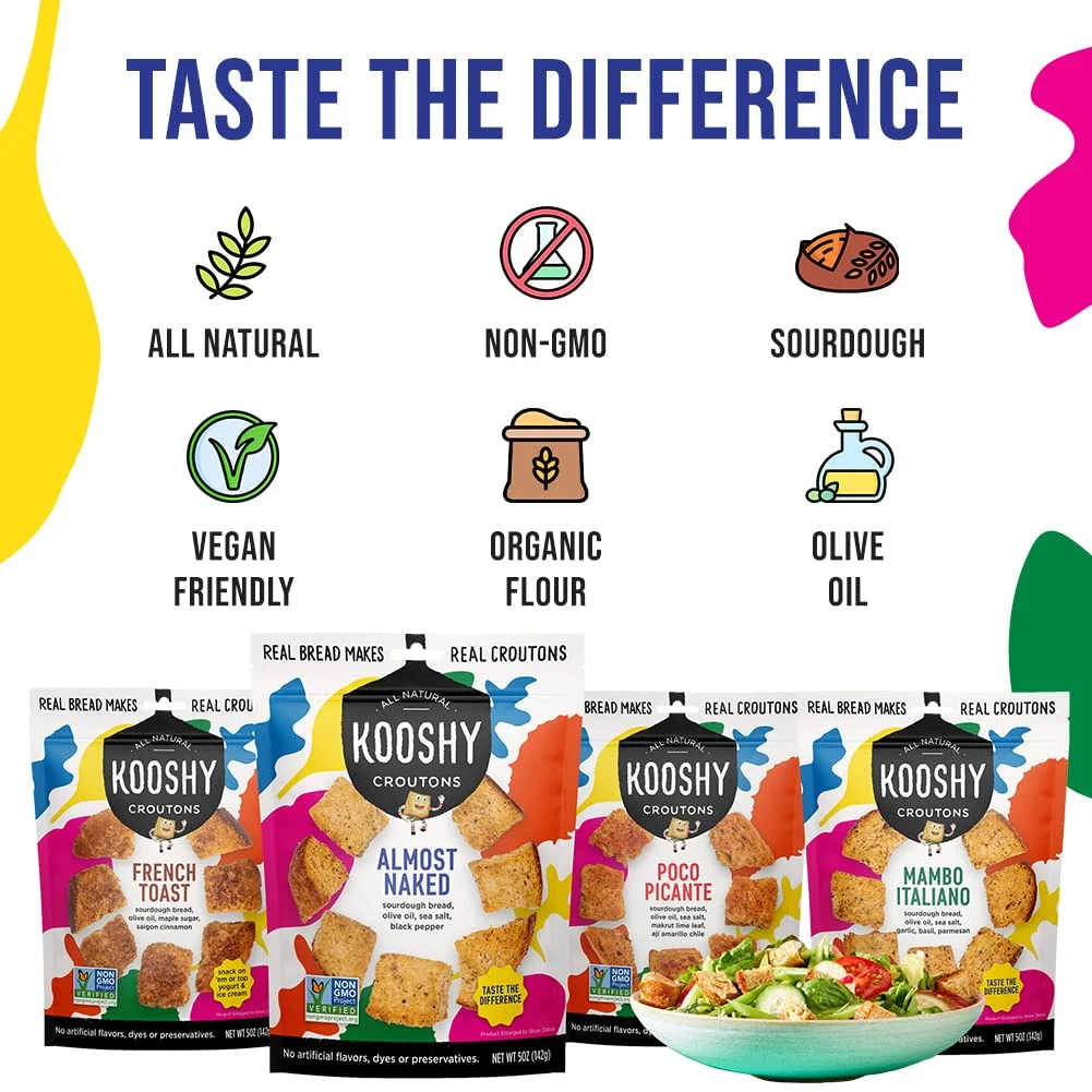 Kooshy Croutons Non-GMO, Almost Naked - 5 oz