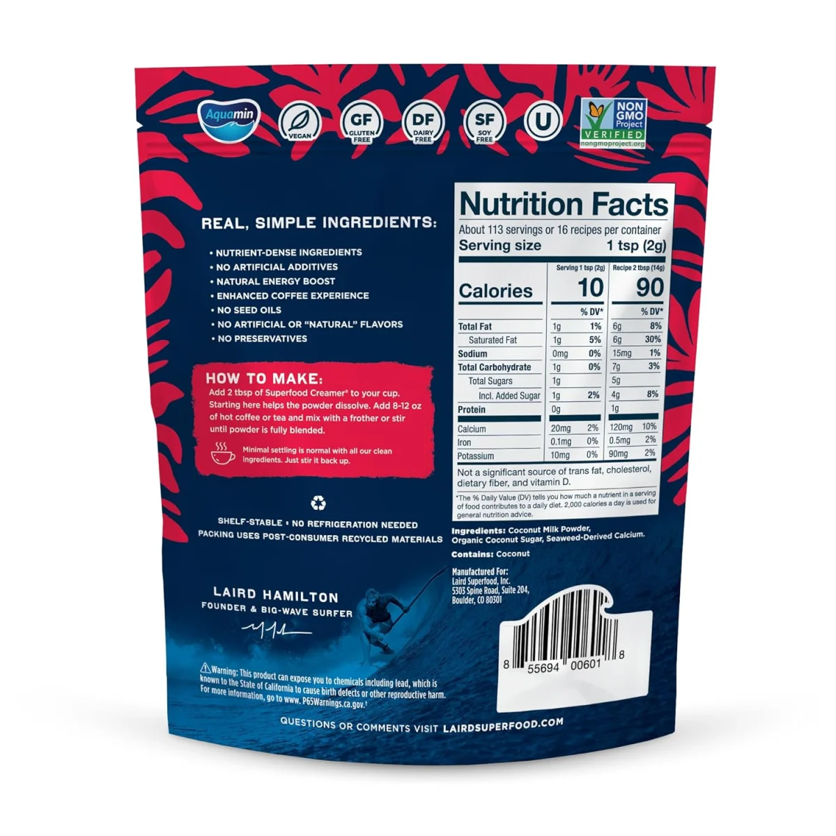 Laird Superfood Non-Dairy Superfood Creamer, Sweet & Creamy - 16 oz