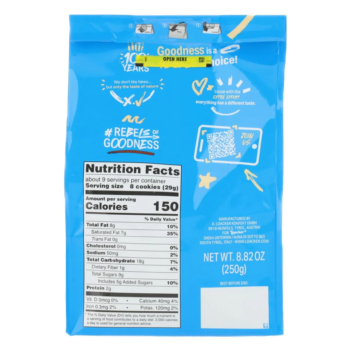 Loacker Quadratini Vanilla Wafer Cookies, Bite Sized, Non-GMO Creme Filled