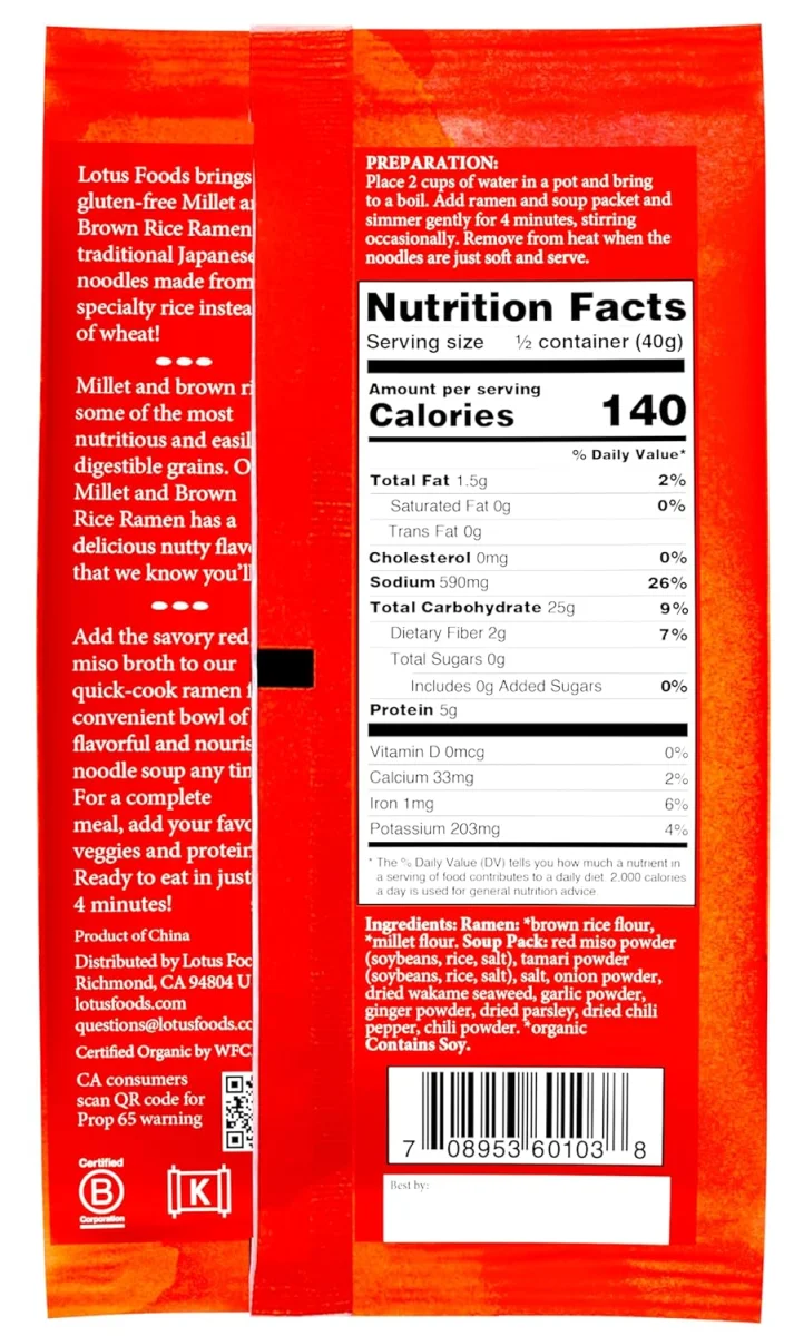 Lotus Foods Millet & Brown Rice Ramen Soup Mix - 2.8 oz