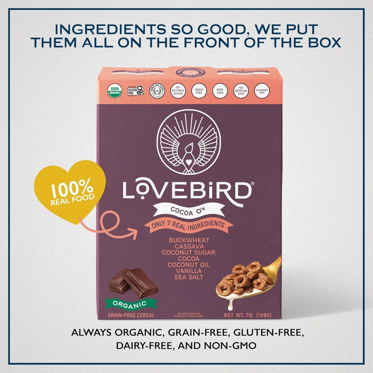 Lovebird Cereal Organic Grain Free Cacao - 7 oz