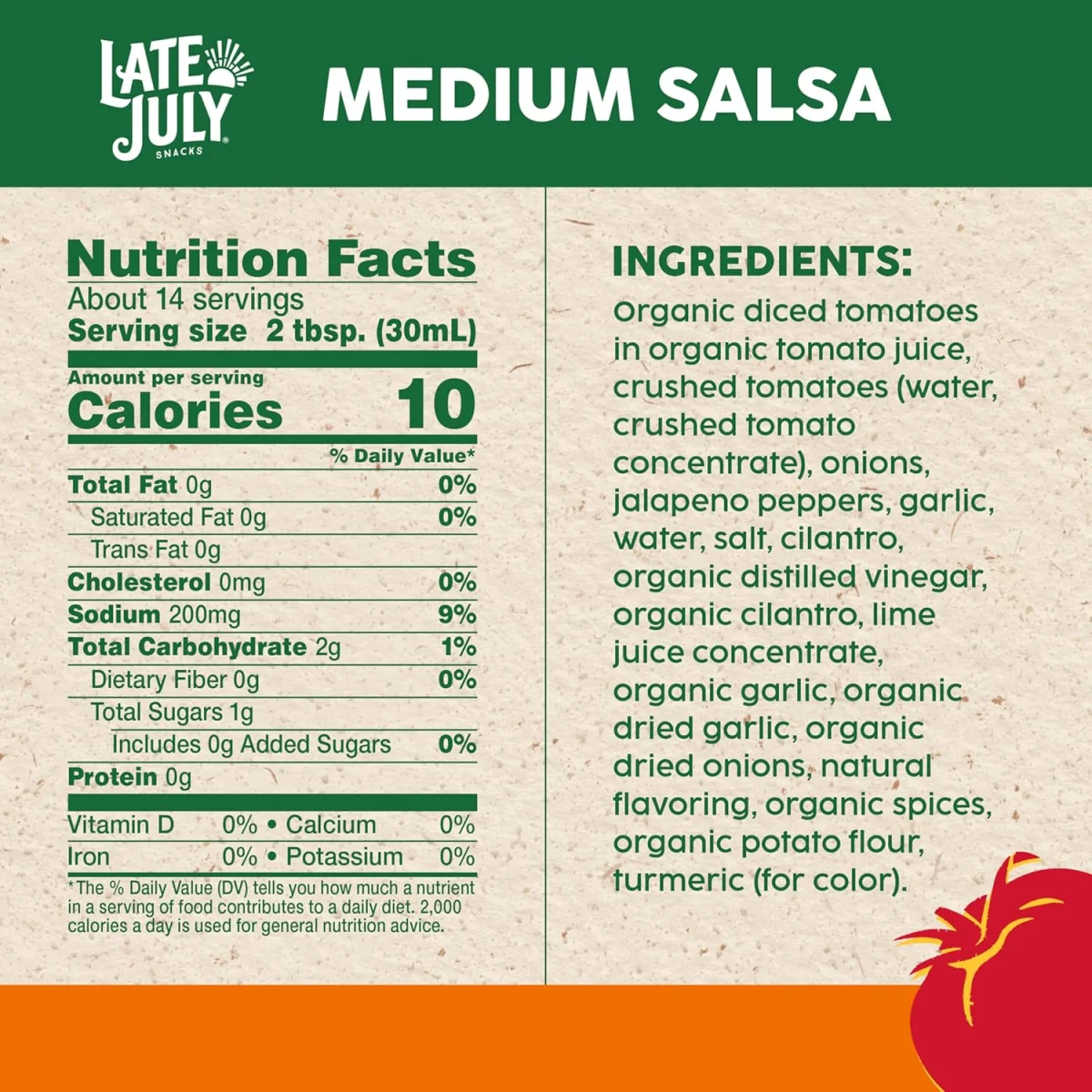 Late July Organic Thick & Chunky Salsa, Medium - 15.5 oz
