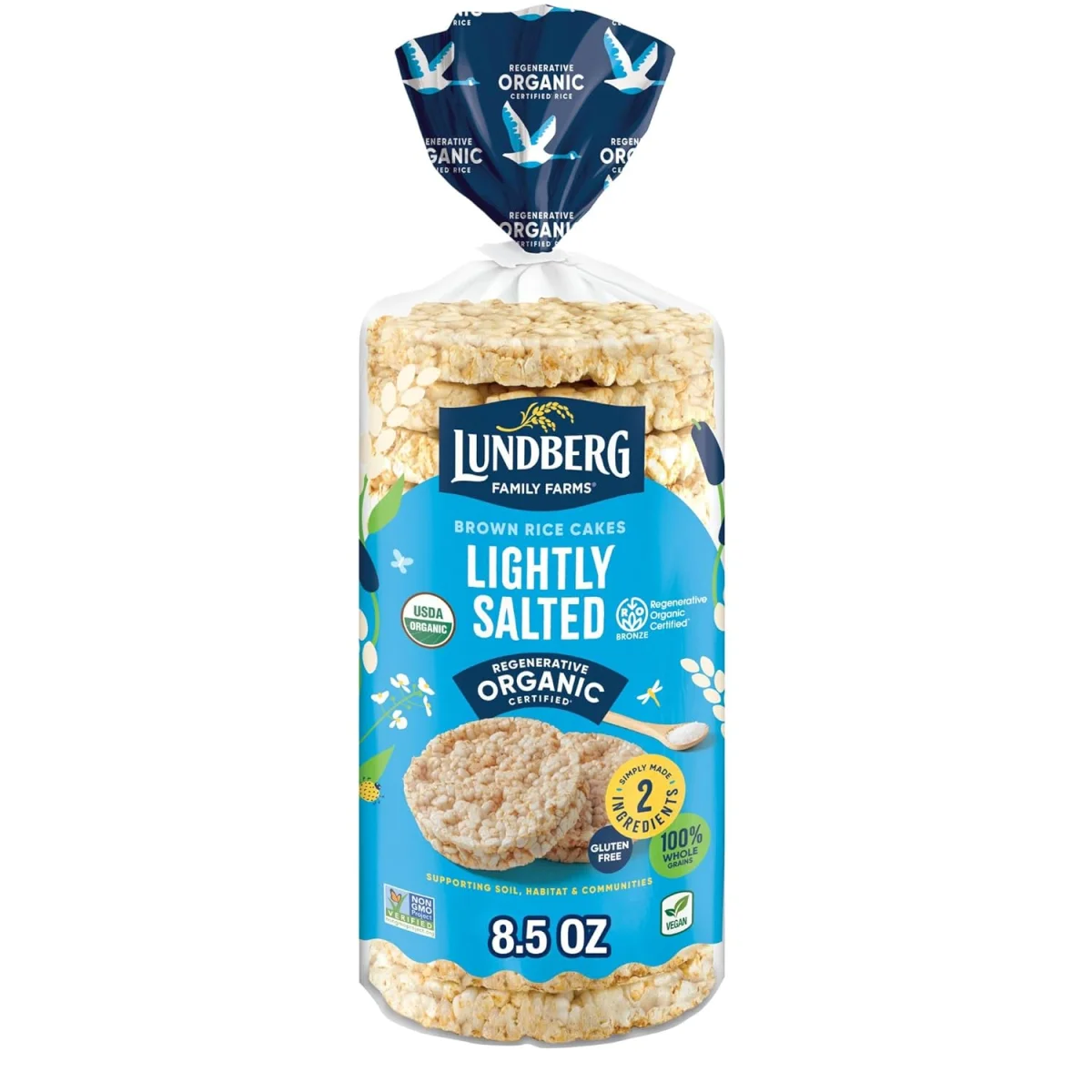 Lundberg Brown Rice Cakes Organic Whole Grain, Lightly Salted - 8.5 oz