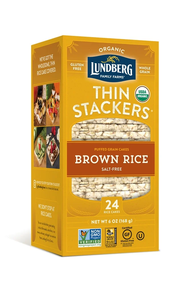 Lundberg Organic Thin Stackers Rice Cakes, Salt-Free Brown Rice - 5.9 oz
