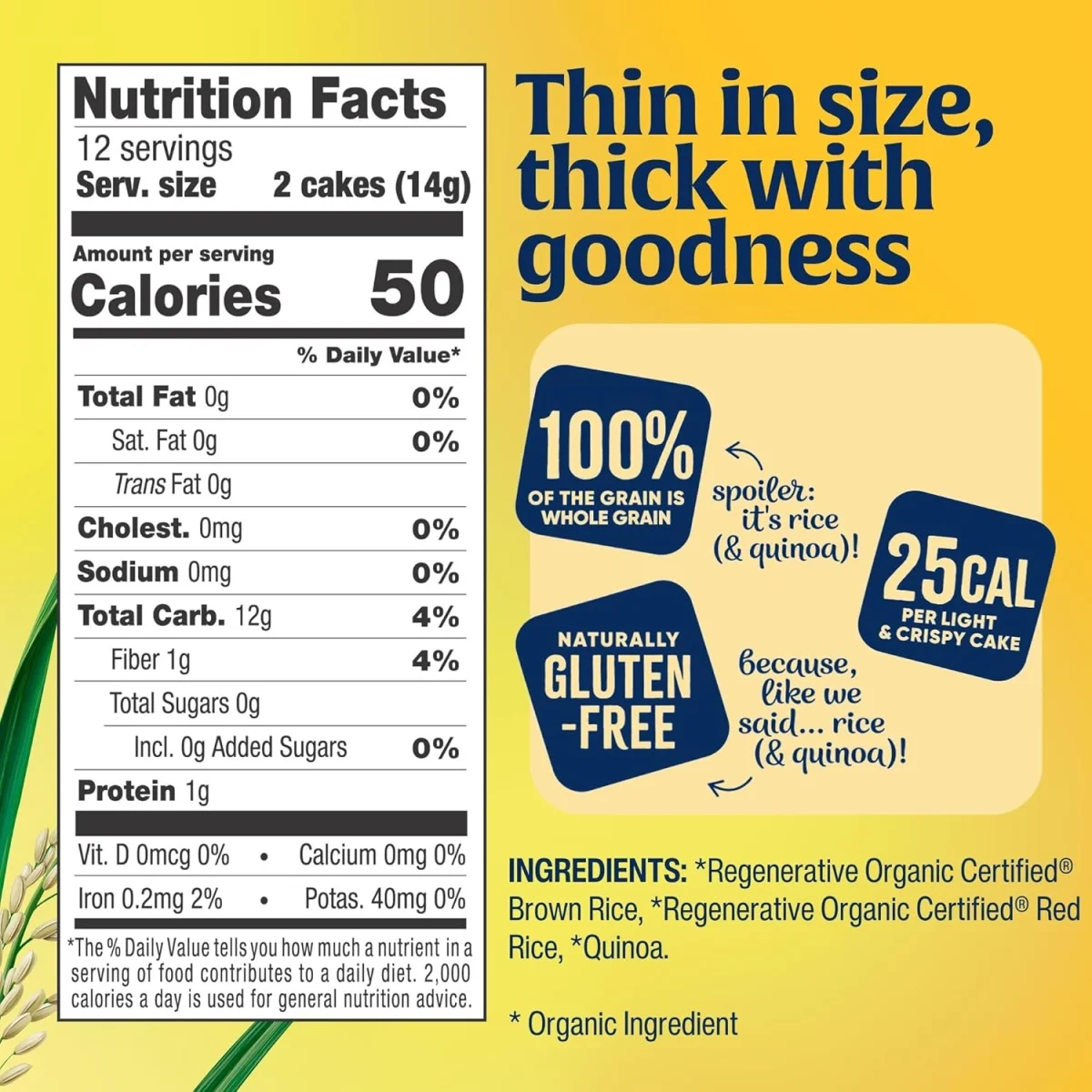 Lundberg Organic Thin Stackers Rice Cakes, Red Rice & Quinoa - 5.9 oz