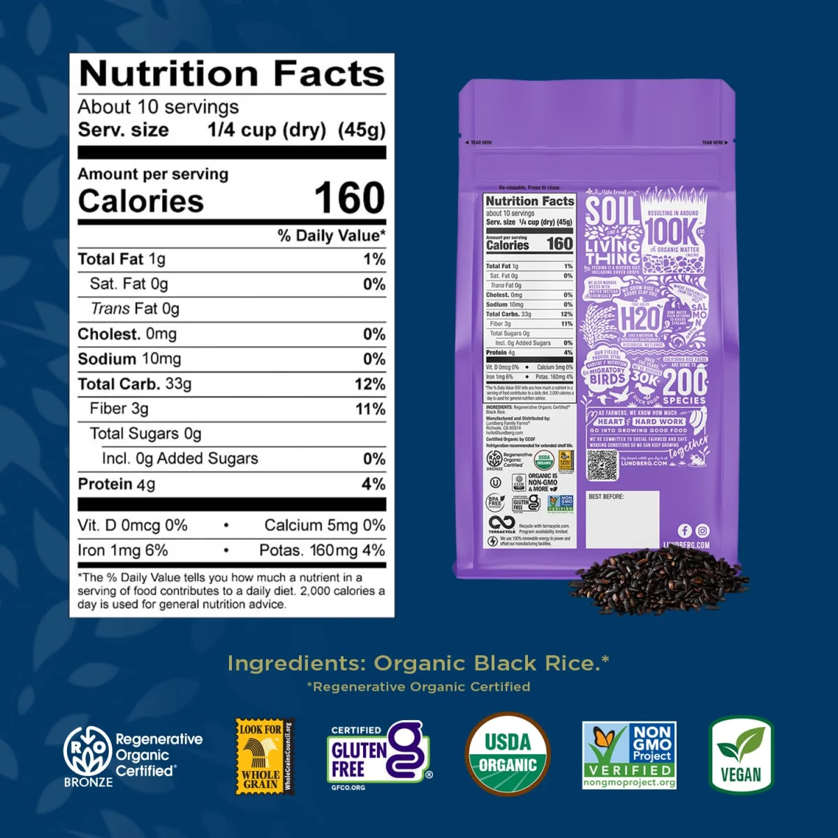 Lundberg Organic Black Pearl Rice - 16 oz