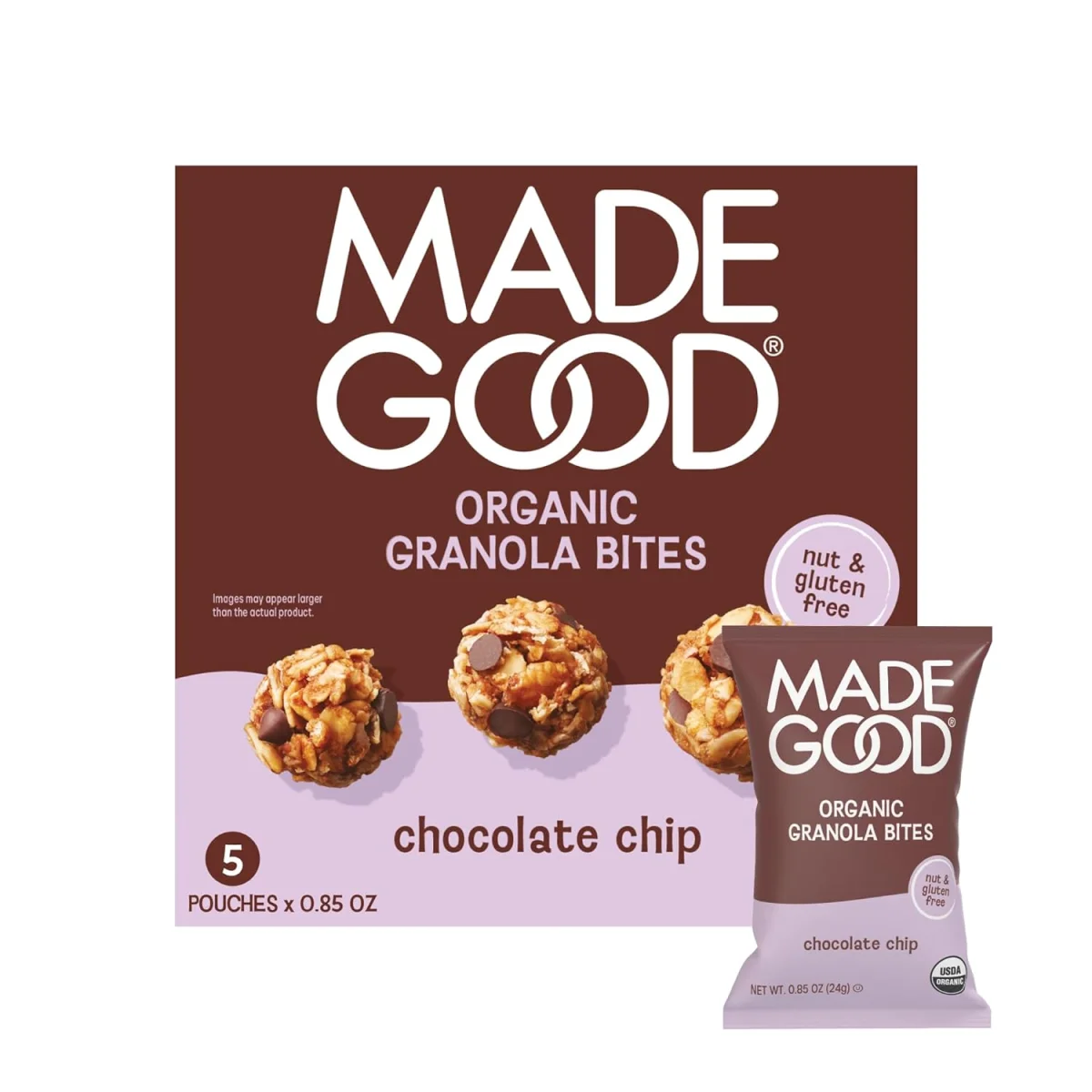 MadeGood Organic Gluten Free Granola Bites, Chocolate Chip