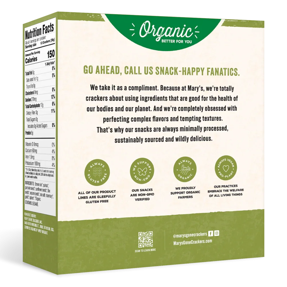 Mary's Gone Crackers Crackers Super Seed Rosemary Organic