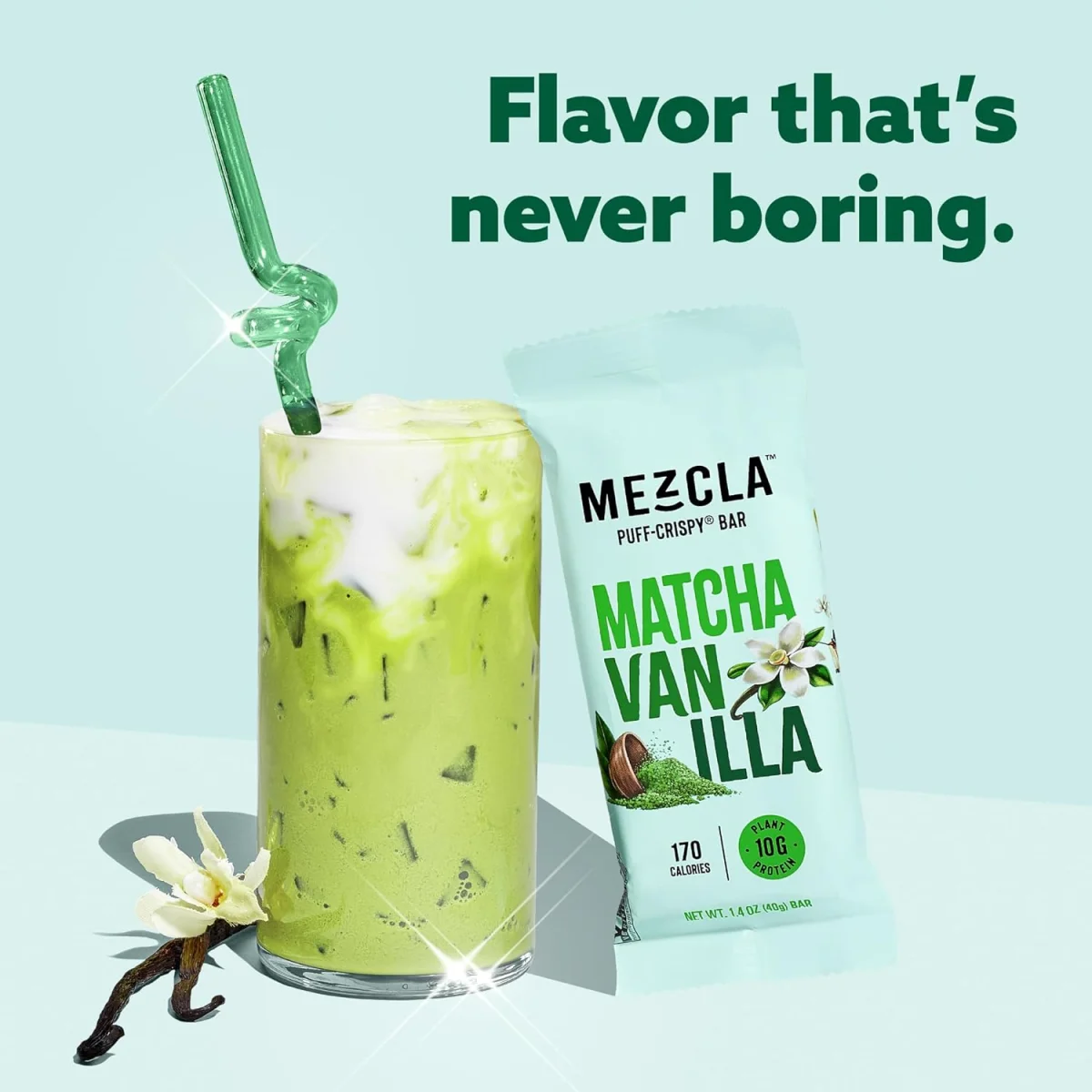 Mezcla Puff Crispy Protein Bar, Japanese Matcha Vanilla - 1.4 oz