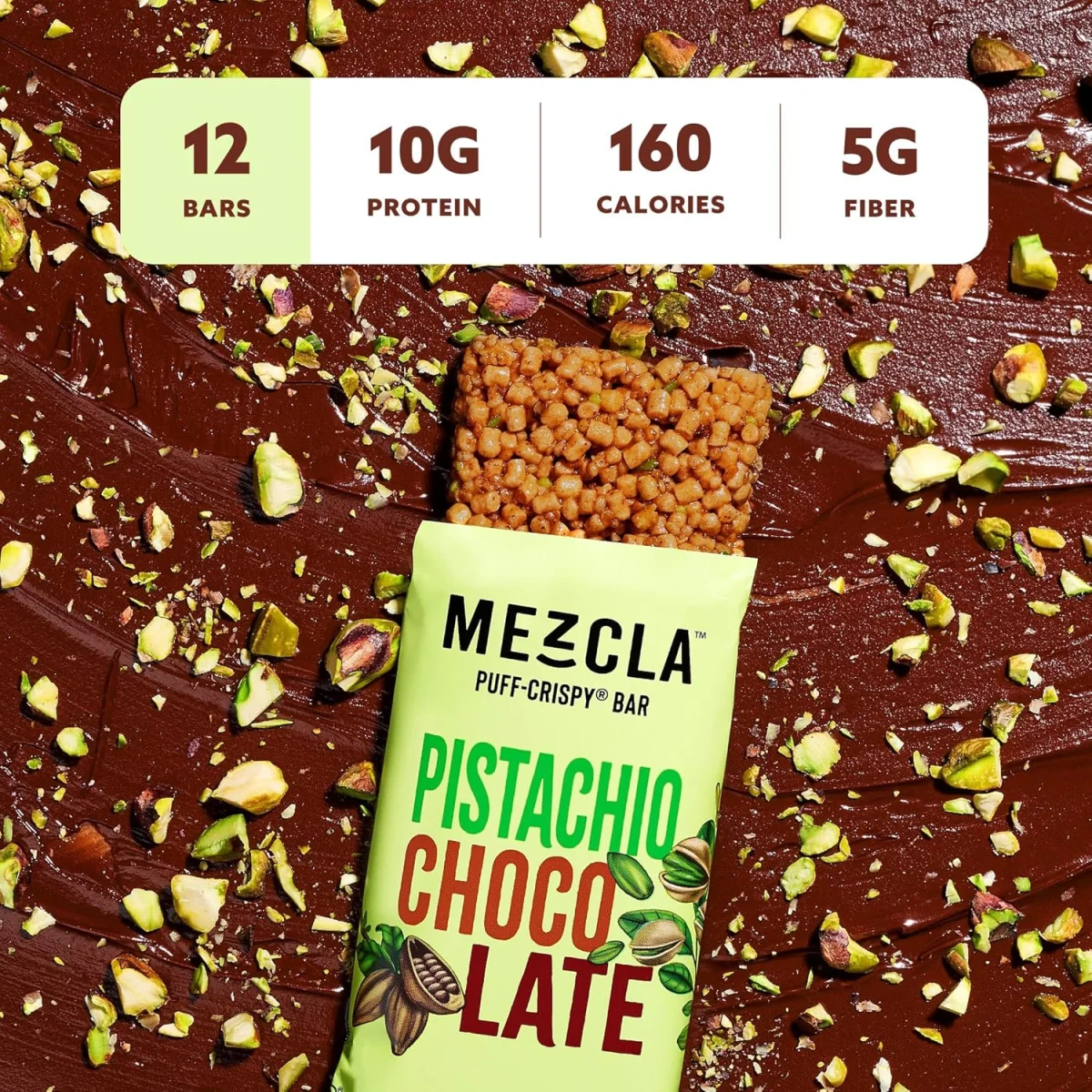 Mezcla Puff Crispy Protein Bar, Italian Pistachio Chocolate - 1.4 oz