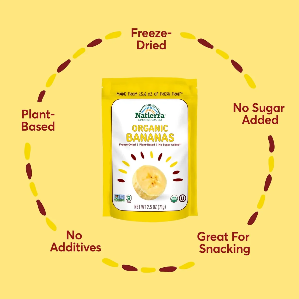 Natierra Organic Freeze Dried Bananas - 2.5 oz