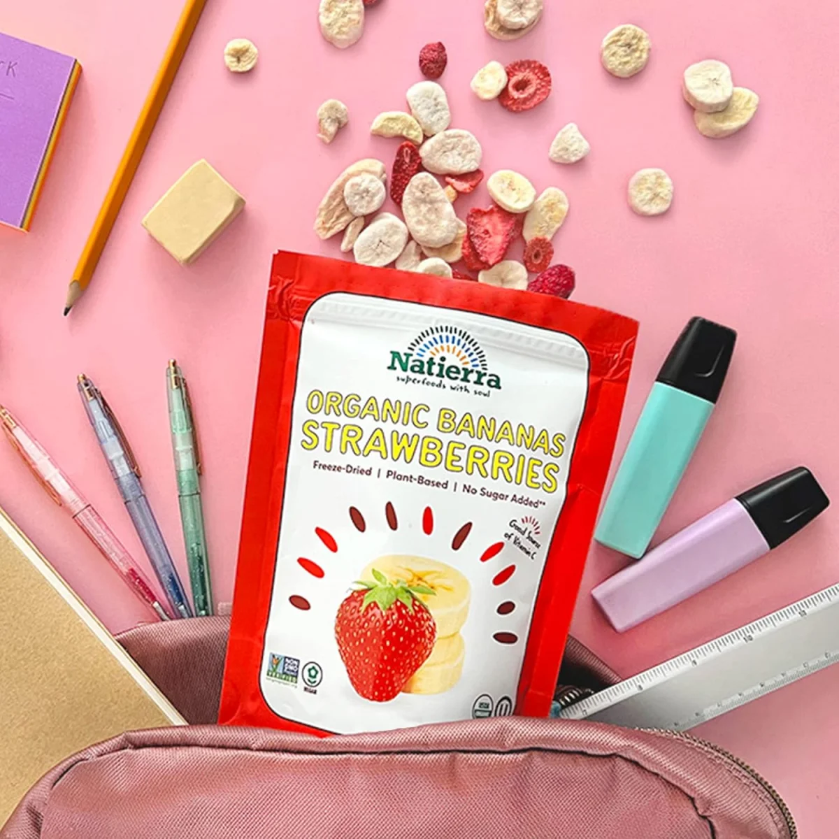 Natierra Organic Freeze Dried Bananas & Strawberries - 1.8 oz