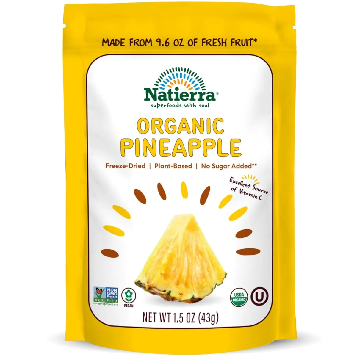 Natierra Organic Freeze Dried Pineapple - 1.5 oz