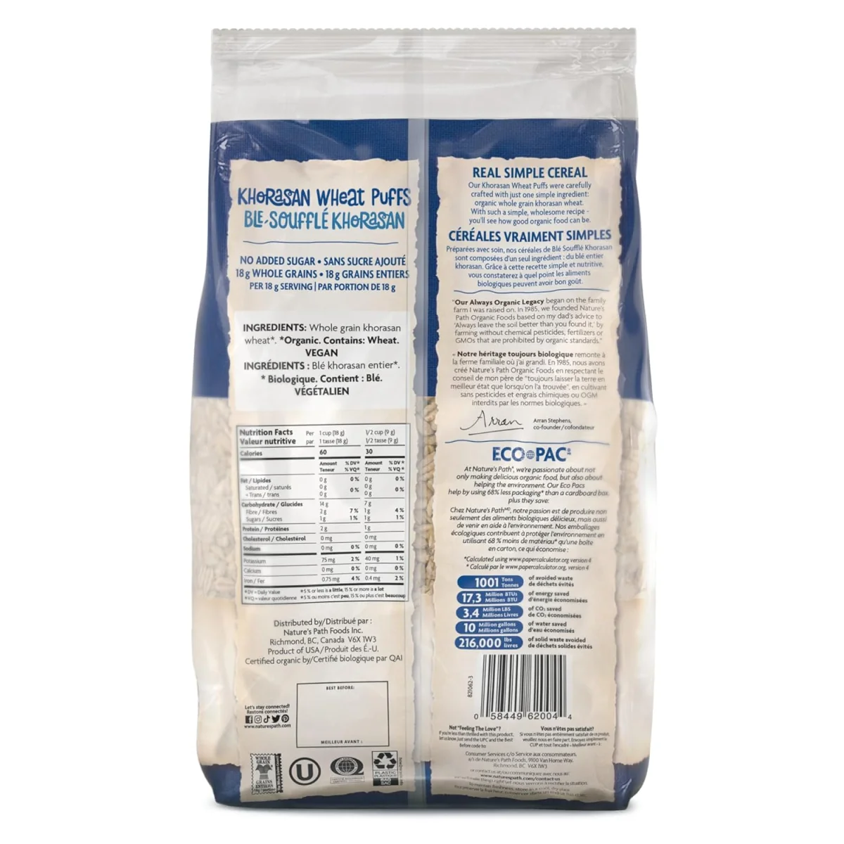 Nature's Path Organic Khorasan Wheat Puffs Cereal - 6 oz