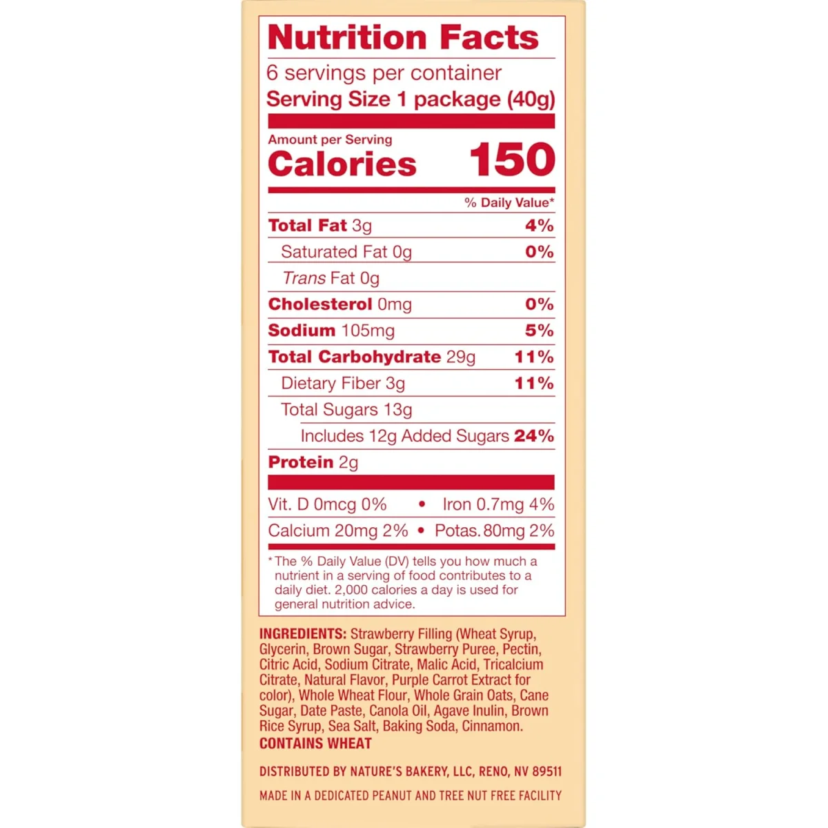 Nature's Bakery Oatmeal Crumble Strawberry Bar - 1.41 oz