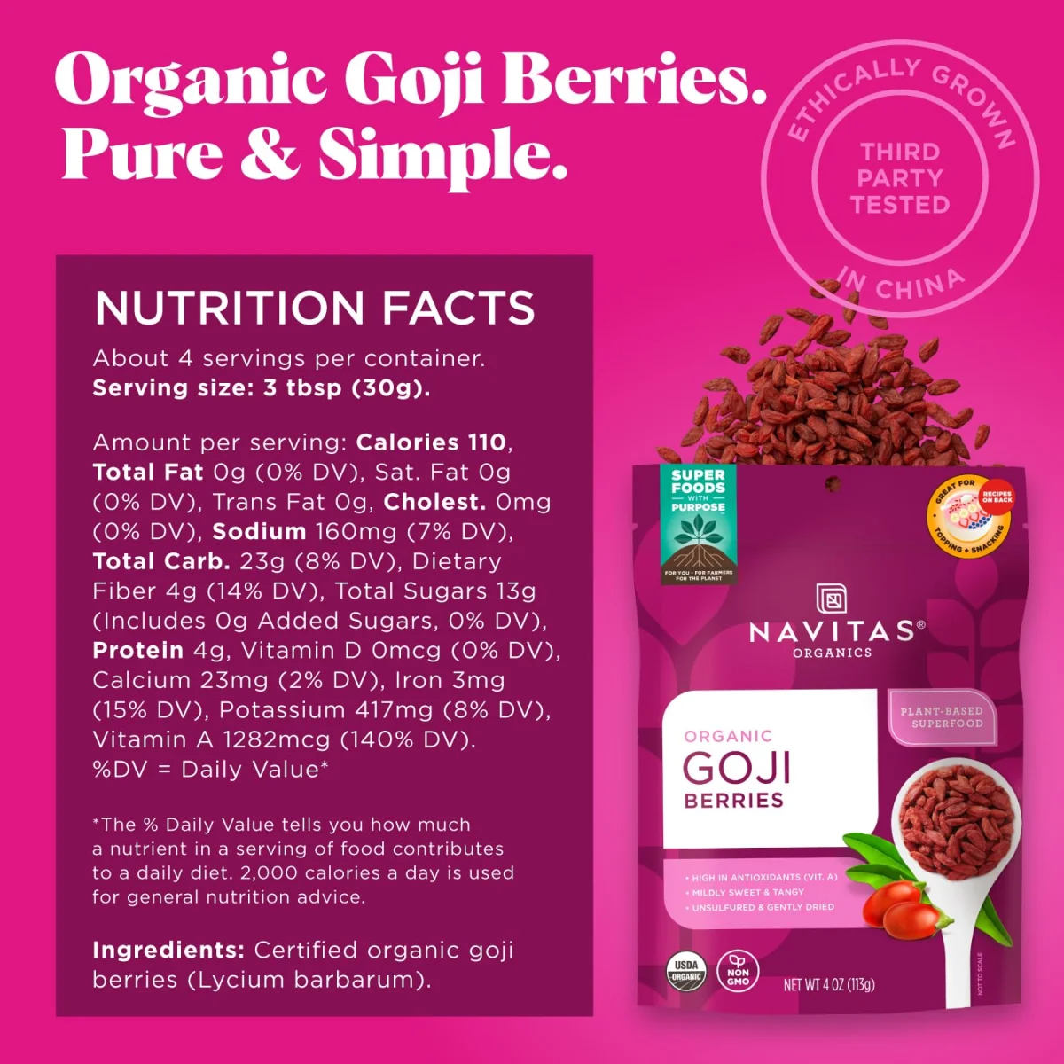 Navitas Organics Goji Berries - 4 oz