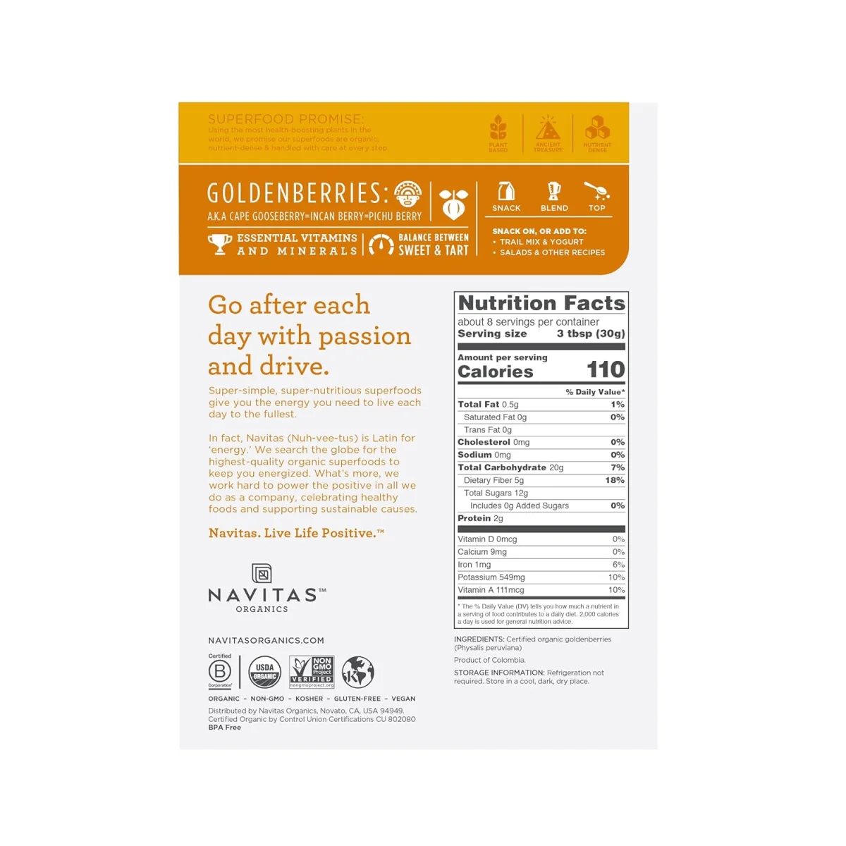 Navitas Organics Goldenberries - 8 oz