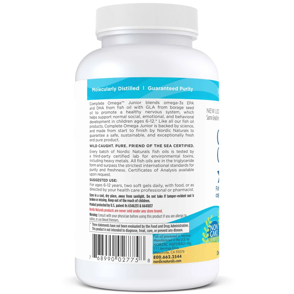 Nordic Naturals Complete Omega Junior Lemon - 500 mg - 180 Softgels