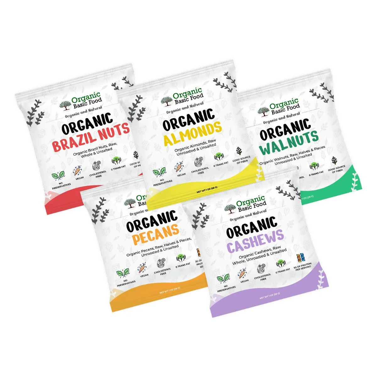 Organic Nuts Variety Pack -1oz x 5