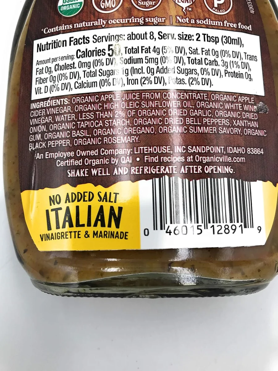 Organicville Organic Salt Free Italian Dressing - 8 fl oz