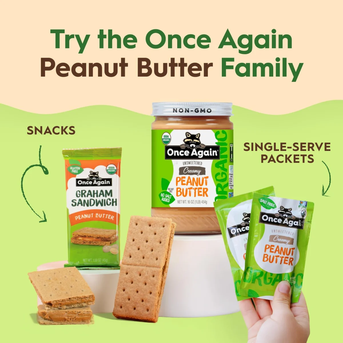 Once Again Organic Peanut Butter, Creamy Unsweetened Salt Free - 16 oz
