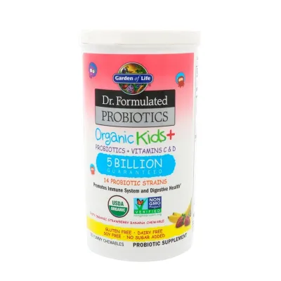Garden of Life Kids Dr. Formulated Probiotics Organic Shelf Stable Strawberry Banana - 5 billion - 30 Chewables