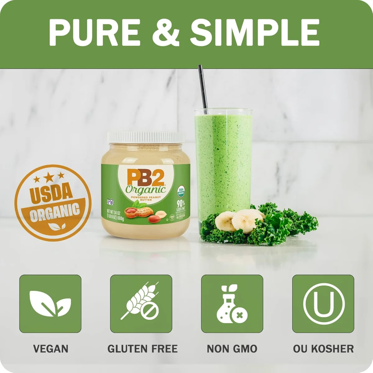 PB2 Organic Powdered Peanut Butter, Original - 6.5 oz