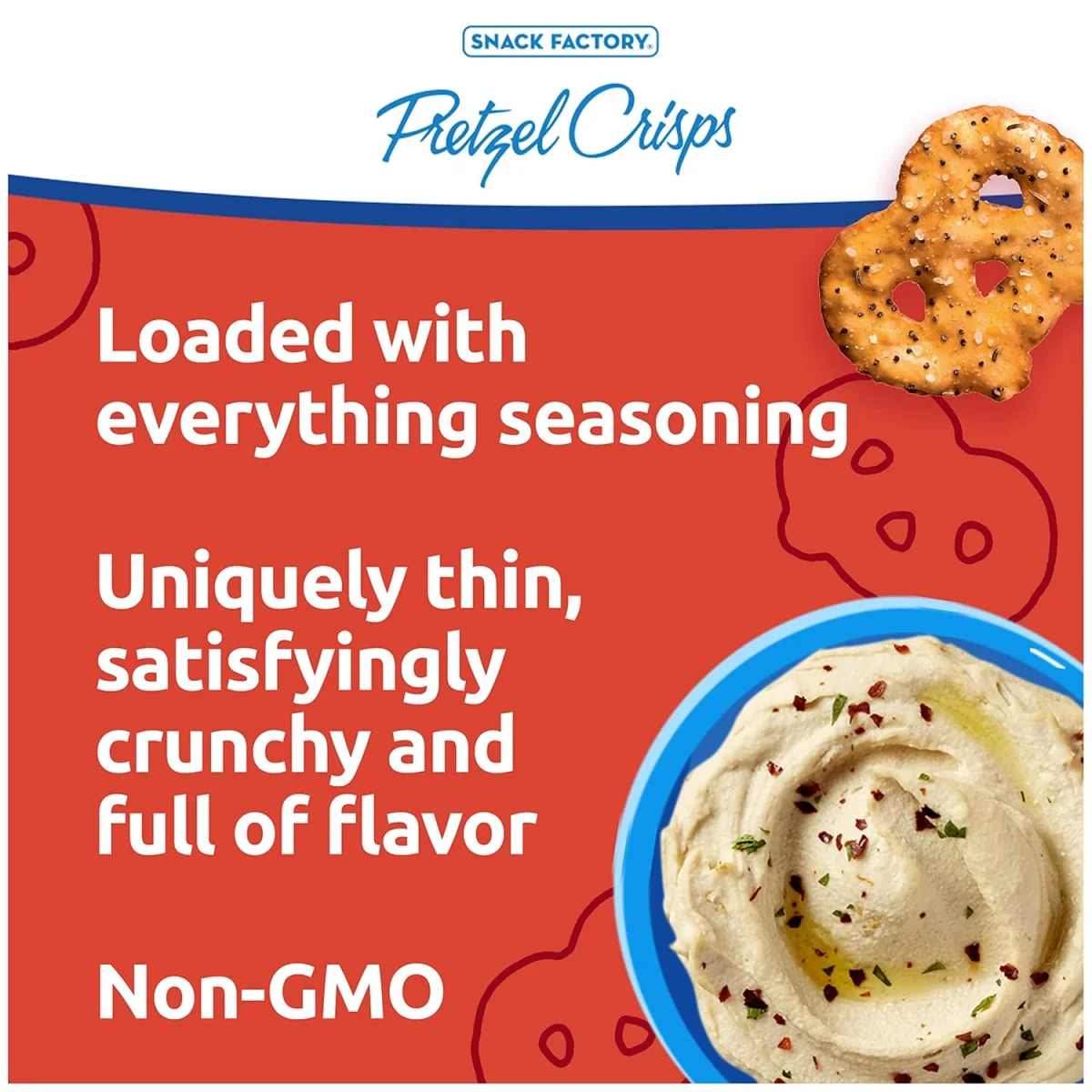 Snack Factory Everything Pretzel Crisps, Non-GMO - 7.2 oz