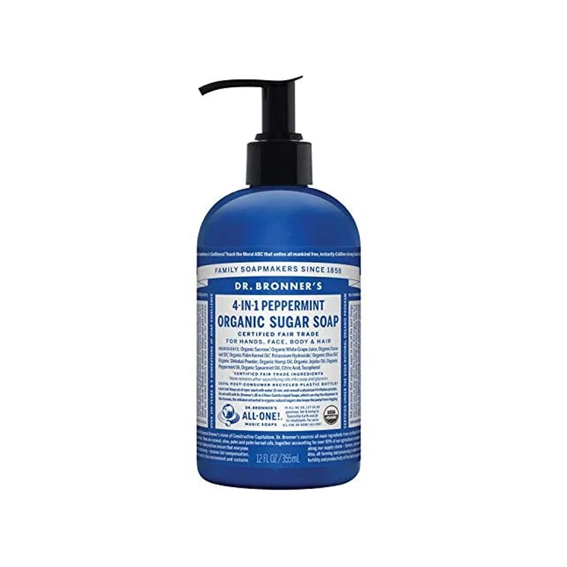 Dr. Bronner's Organic 4-in-1 Pump Soap Sugar Peppermint - 12 fl oz