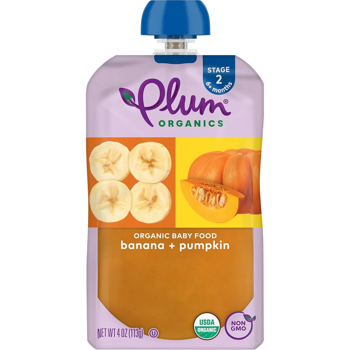 Plum Organics Stage 2 Organic Baby Food, Banana and Pumpkin - 4 oz