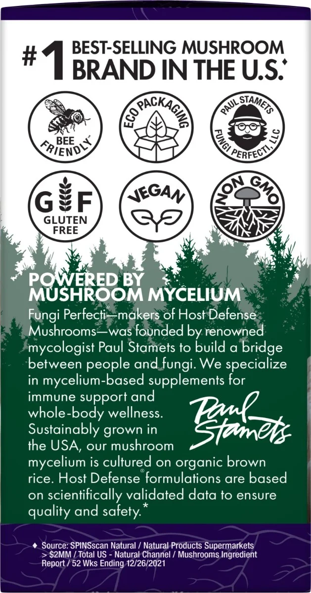 Host Defense Mushrooms Organic Lion's Mane Capsules - 120 Capsules