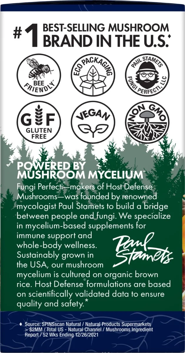 Host Defense Mushrooms Organic Stamets 7 Capsules - 120 Capsules