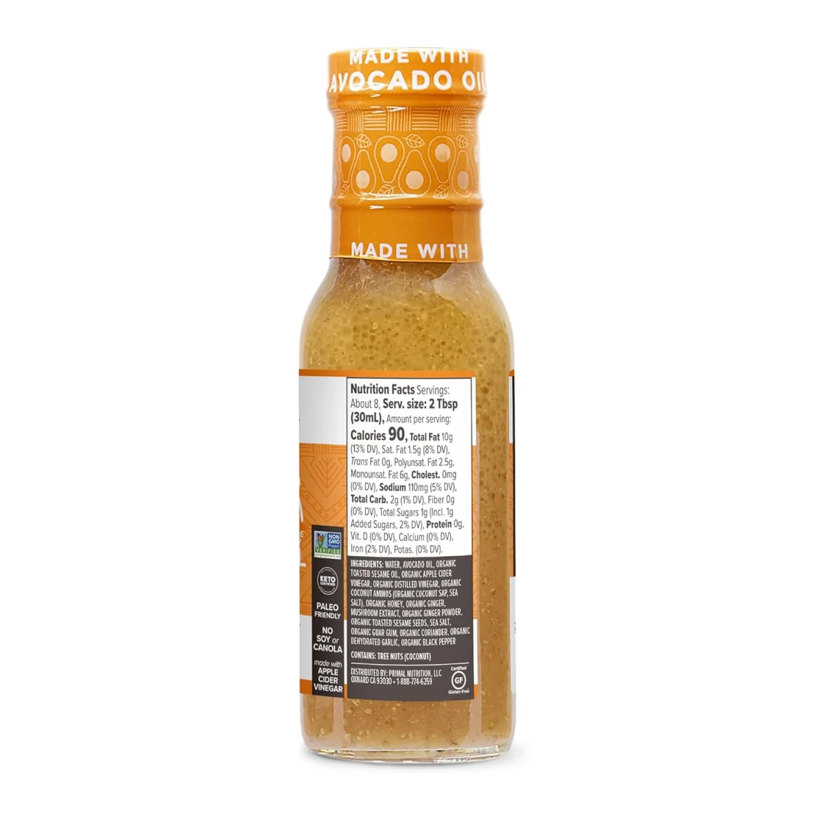 Primal Kitchen Sesame Ginger Dressing & Marinade with Avocado Oil - 8 fl oz