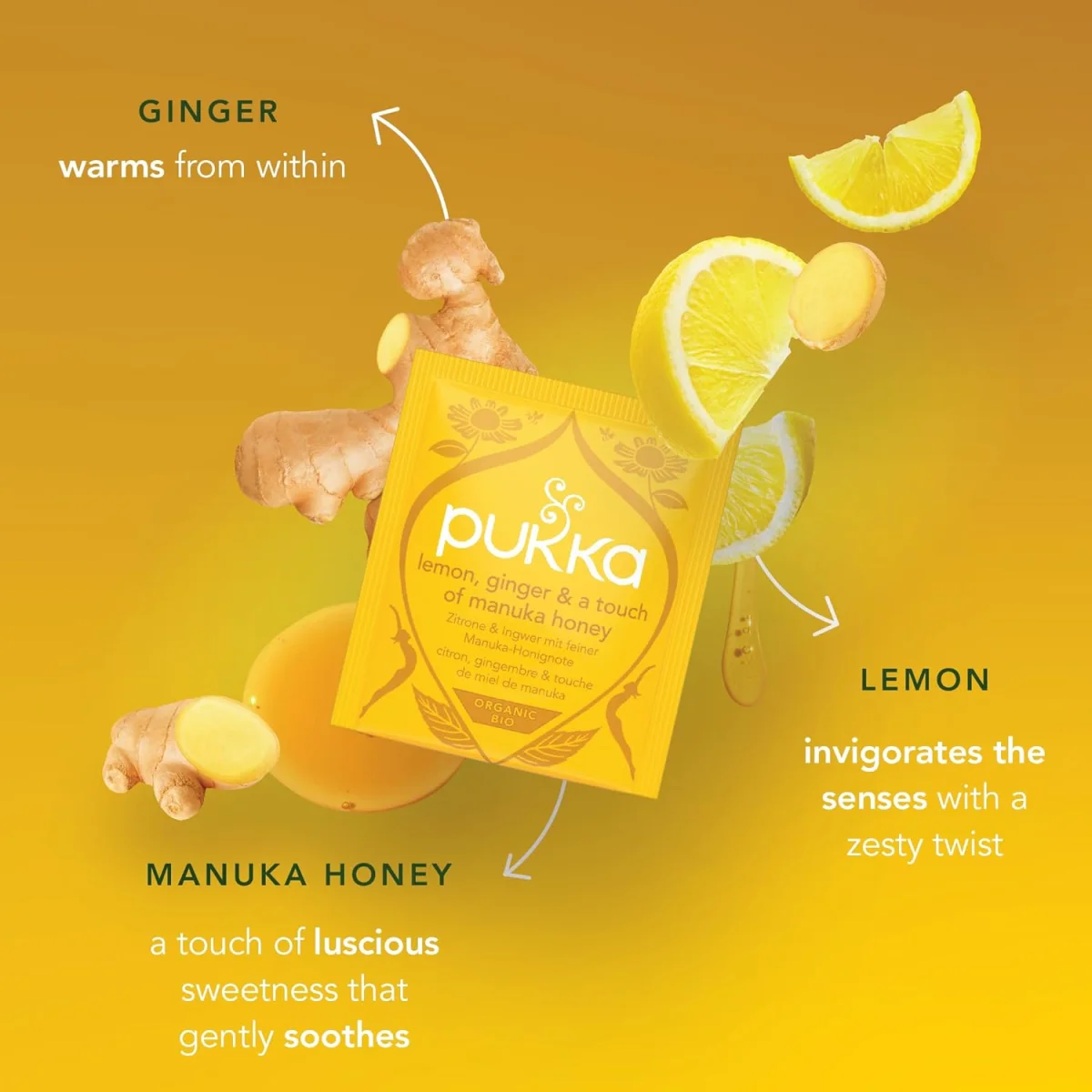 Pukka Herbs Organic Lemon, Ginger & Manuka Honey Herbal Tea