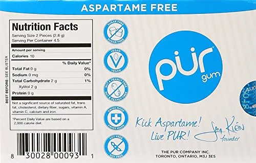 PUR Gum Peppermint Chewing Gum - 9 Pieces