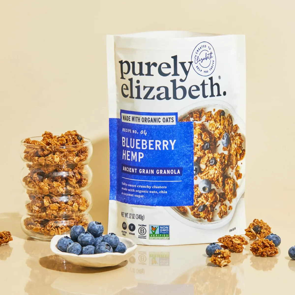 Purely Elizabeth Ancient Grain Granola, Blueberry Hemp - 12 oz