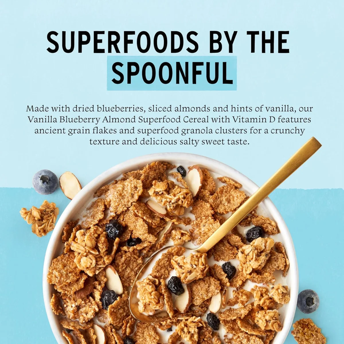 Purely Elizabeth Vegan Gluten Free Superfood Cereal, Vanilla Blueberry Almond