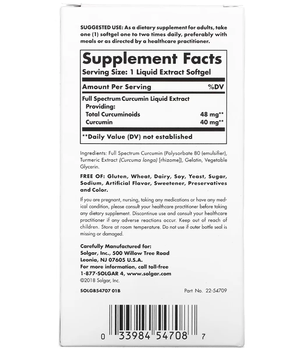 Solgar Full Spectrum Curcumin 90 Liquid Extract Softgels