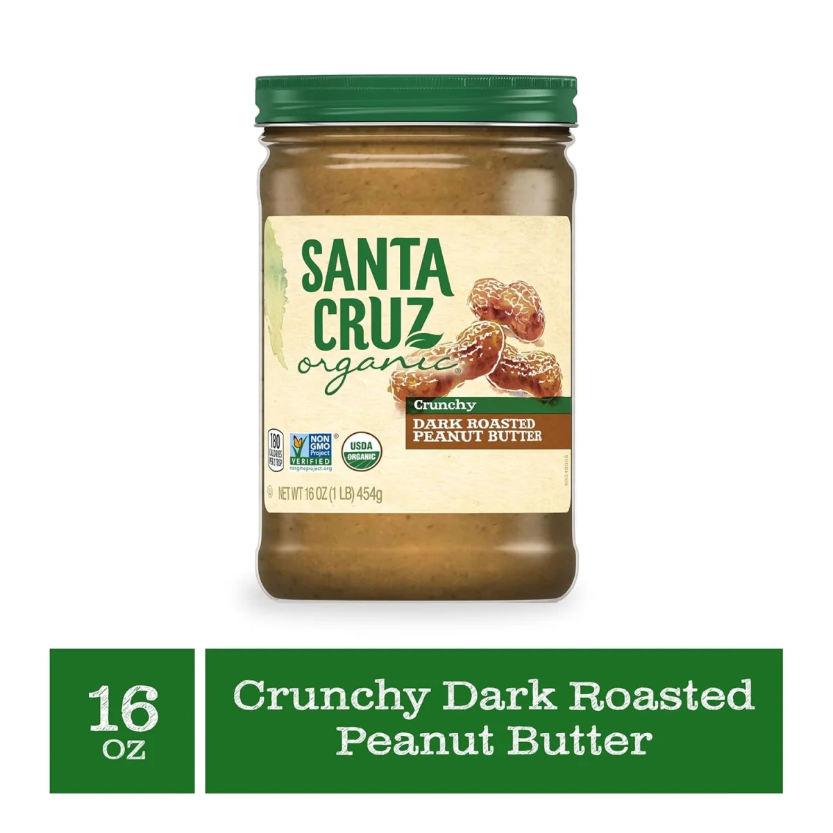 Santa Cruz Organic Crunchy Dark Roasted Peanut Butter - 16 oz