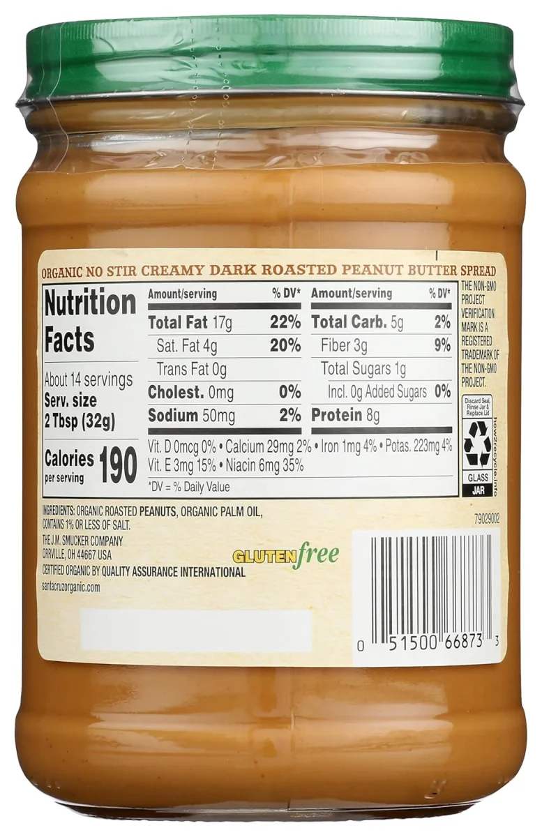 Santa Cruz Organic No Stir Dark Roast Creamy Peanut Butter Spread - 16 oz