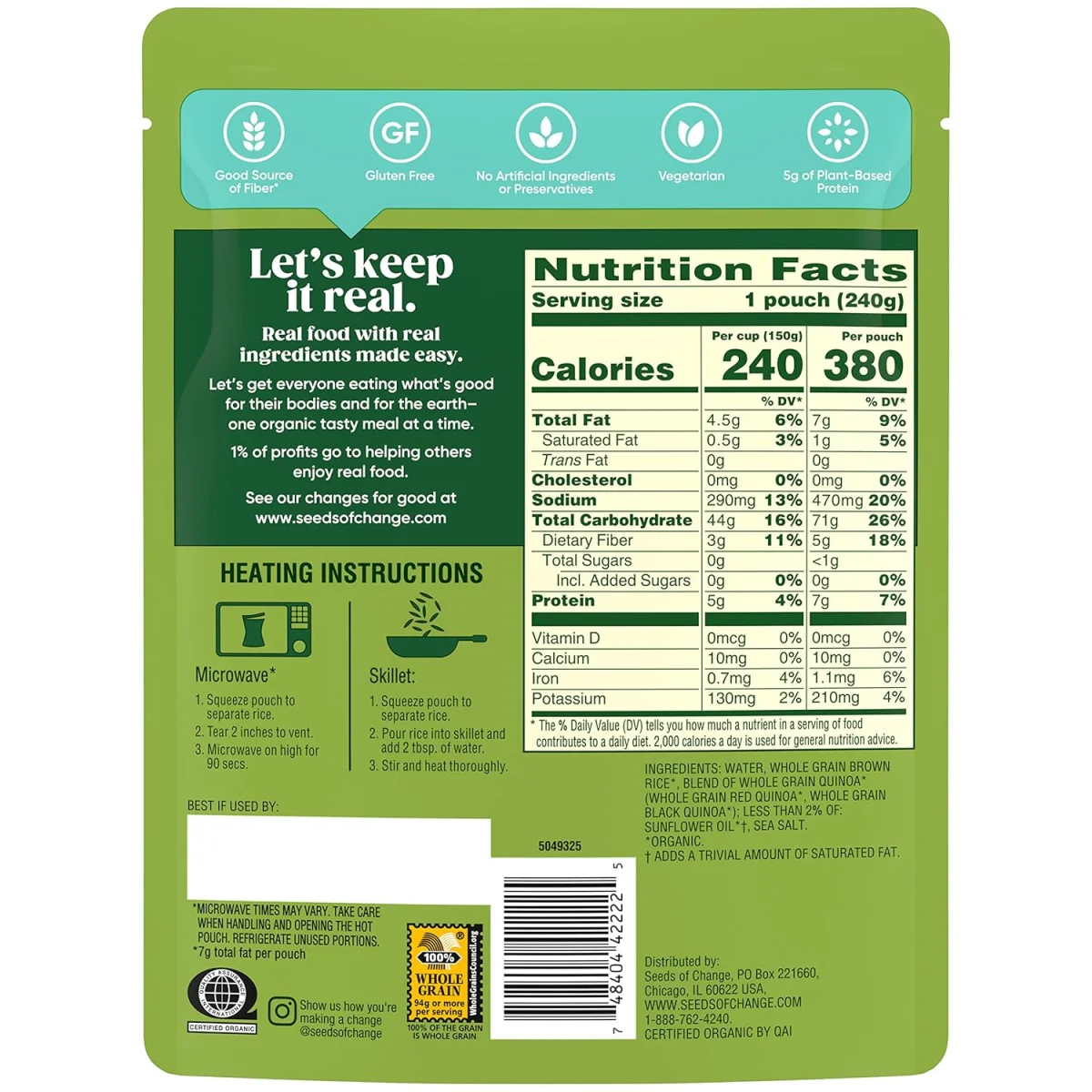 Seeds of Change Organic Quinoa & Brown Rice with Sea Salt - 8.5 oz