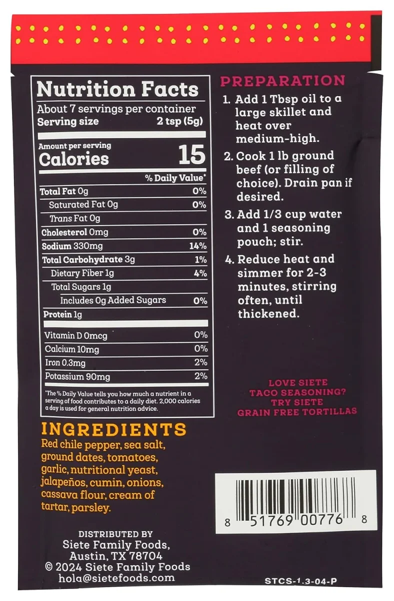 Siete Spicy Taco Seasoning - 1.31 oz